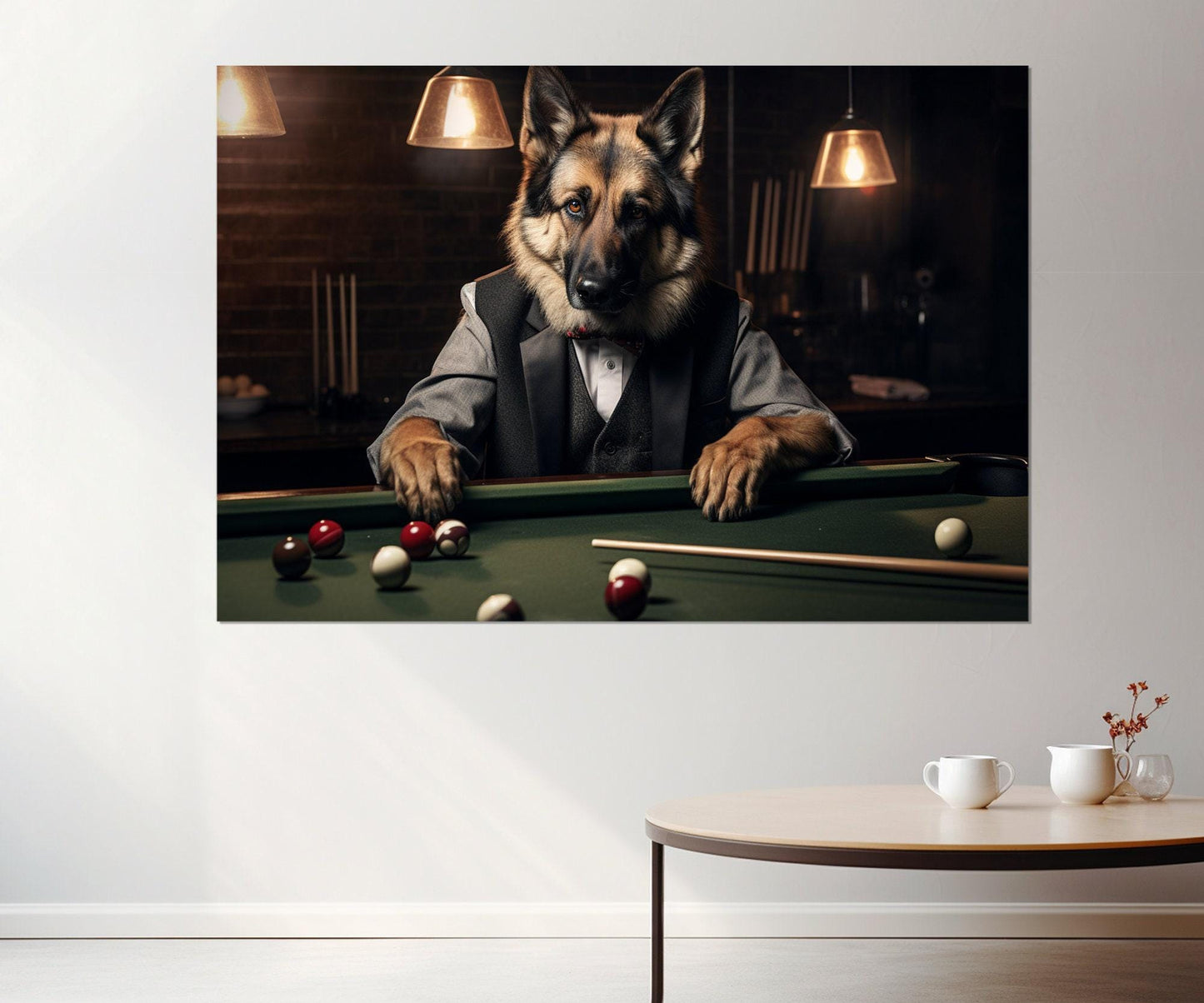 Billiards Canvas Print – Shepherd Playing Billiards Wall Art | Ready to Hang Framed Canvas