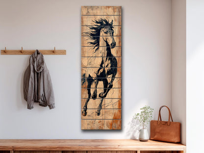 Wild Horse Wall Art – Rustic Wood Print With Unique Grain & Ready To Hang Decor