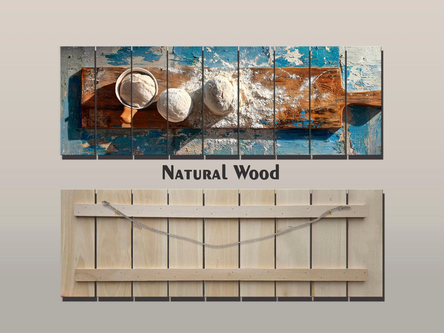 Rustic Kitchen Wall Art – Farmhouse Wood Plank Baker Print with Natural Texture