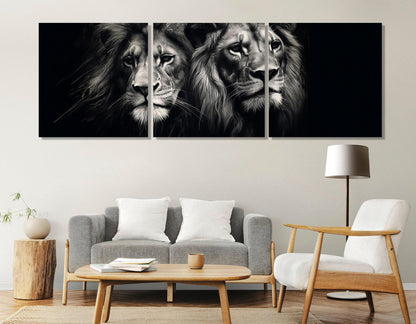 Lions Canvas Print - Scenic Lion Painting | Framed Canvas Art, Ready to Hang
