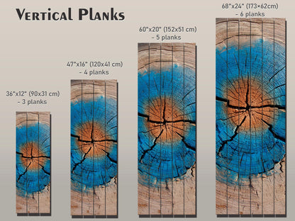 Tree Trunk Wall Art – Rustic Wood Decor With Blue Brown Rings & Natural Texture