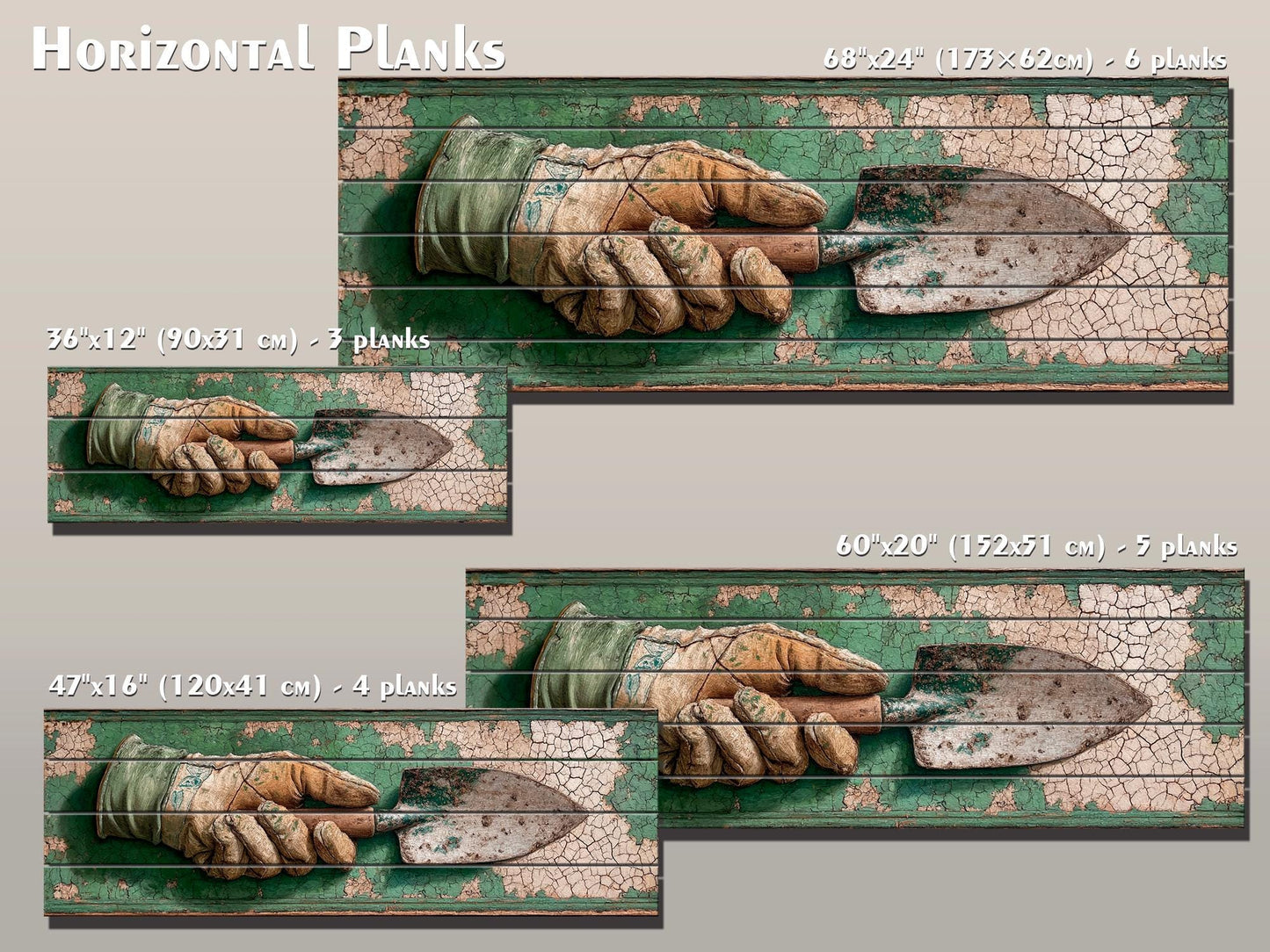 Rustic Garden Wall Art – Farmhouse Wall Decor With Garden Gloves & Trowel Print