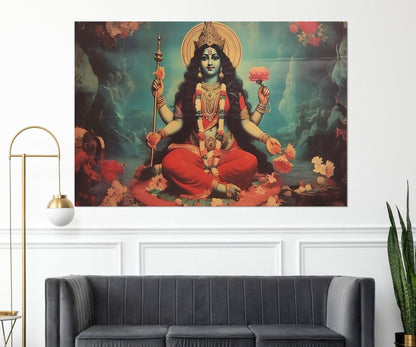 Mata Matangi - Indian Goddess Canvas Print, Vintage Indian Hindu God Painting, Indian Religious Wall Art, Framed and Ready to Hang