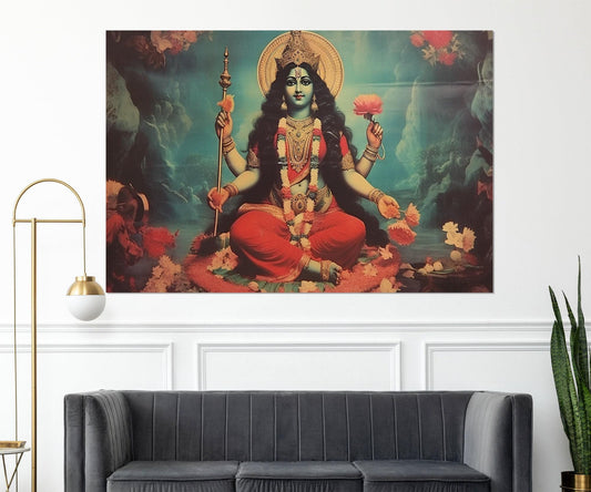 Mata Matangi - Indian Goddess Canvas Print, Vintage Indian Hindu God Painting, Indian Religious Wall Art, Framed and Ready to Hang