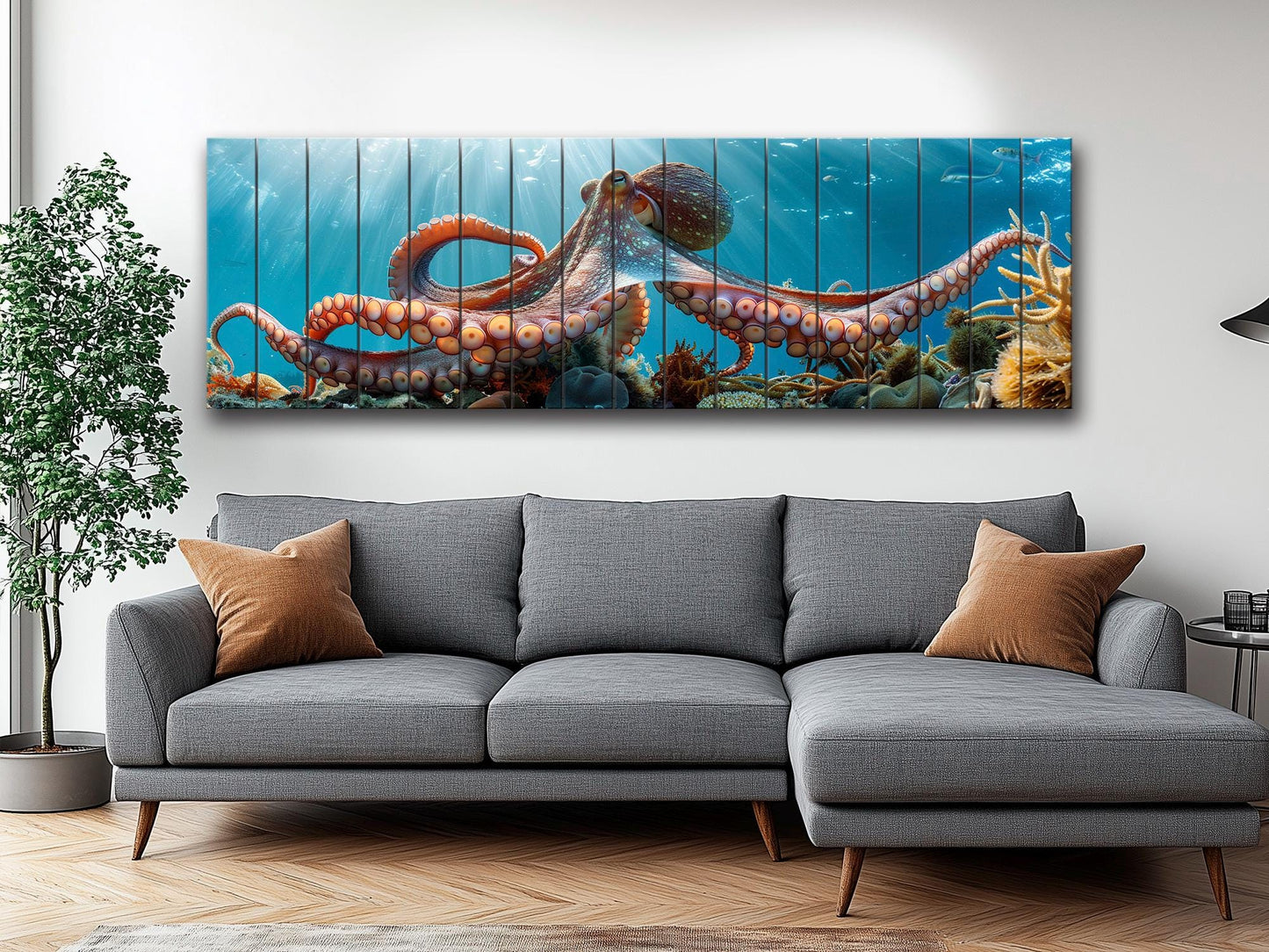 Octopus Wood Print – Giant Octopus Art on Natural Wood | Nautical Wall Decor
