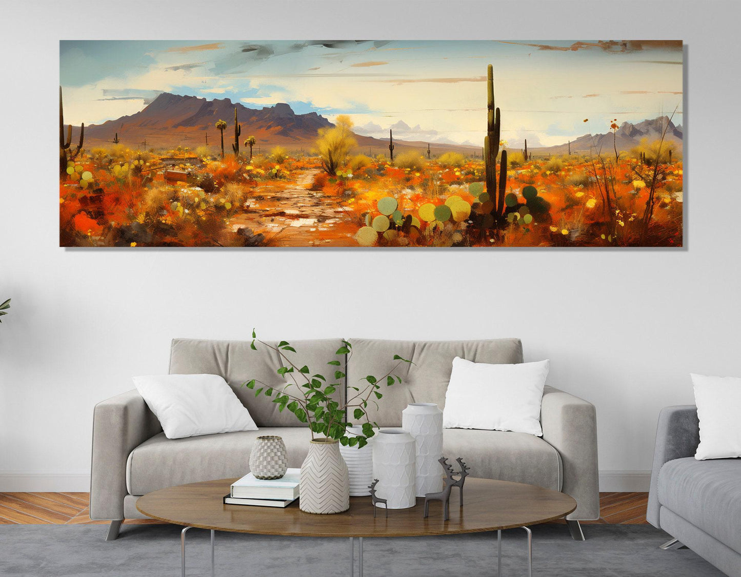 Arizona Desert Canvas | Sonoran Desert Art - Framed Cactus Wall Hanging Ready to Hang