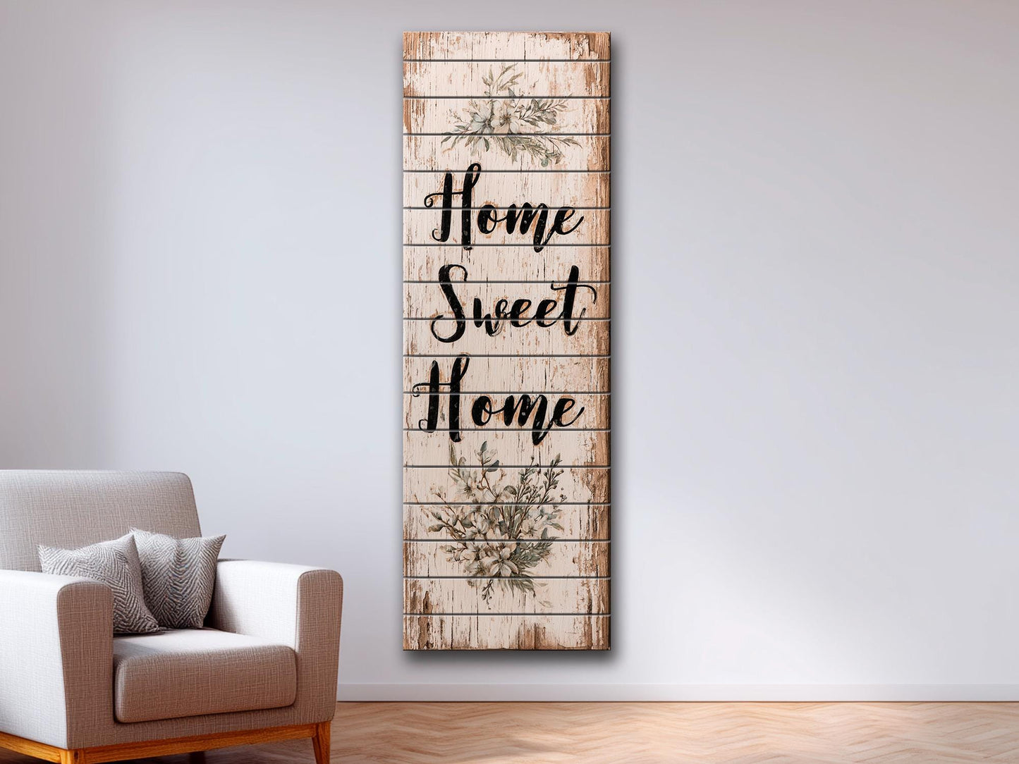 Rustic Wood Wall Art – Home Sweet Home Sign | Natural Linden Wood Plank Print