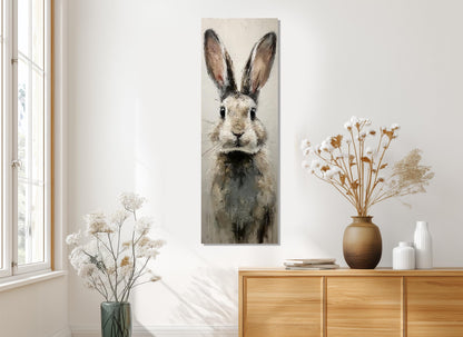Rabbit Canvas Print - Beige Gray Rabbit Art | Rustic Wall Art Framed & Ready to Hang
