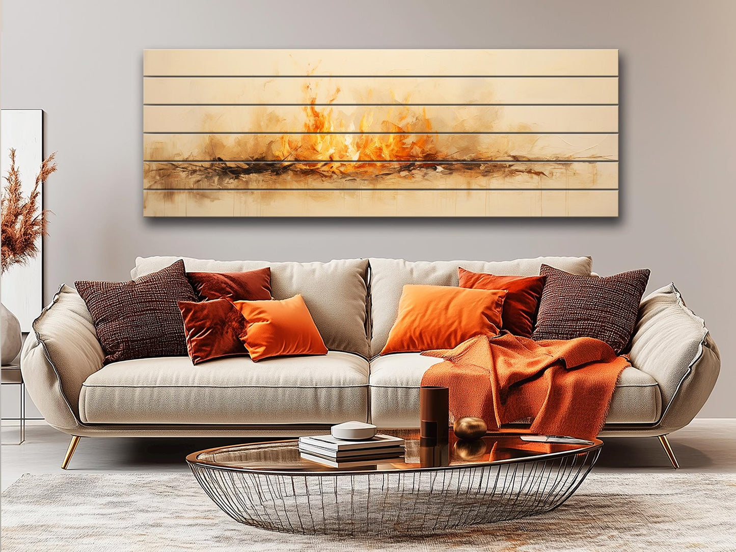 Fire Print Wood Art – Rustic Wall Decor on Natural Wood Plank Artwork