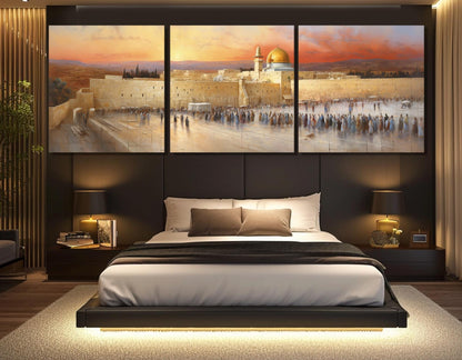 Western Wall Canvas – Ancient Jerusalem Painting | Framed & Ready to Hang Artwork