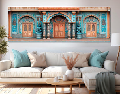 Madhubani Doors Canvas | Indian Wall Art - Framed Cotton Canvas Print, Ready to Hang