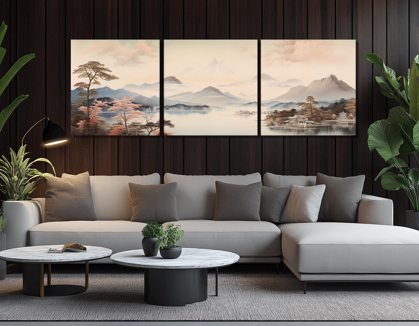 Japanese Landscape Canvas - Soft Tone Cotton Print | Framed, Ready to Hang Art