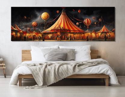 Vintage Circus Painting – Retro Circus Poster | Abstract Wall Art Canvas Print, Ready to Hang