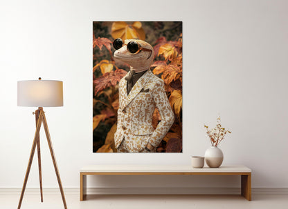 Gecko Canvas Print – Funny Gecko Wall Art | Framed & Ready to Hang, Party Wall Decor