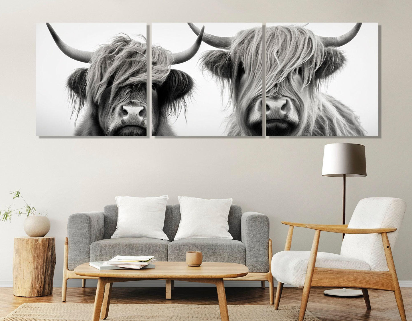 Highland Cows Canvas Print – Framed Canvas Art | Farmhouse Wall Decor Ready to Hang