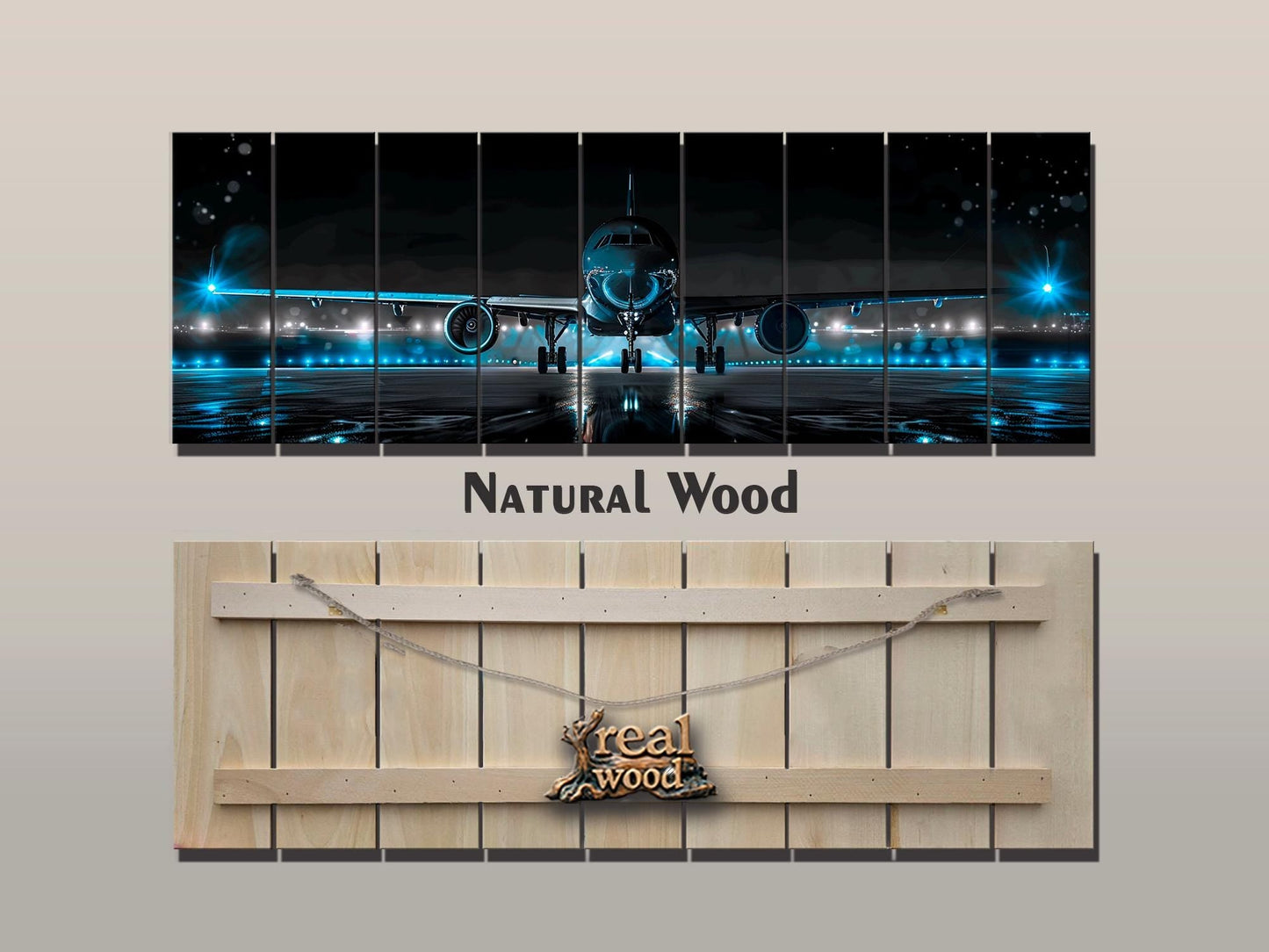 Wood Wall Art - Large Aircraft Wall Art Print on Wood Planks | Pilot Gift Idea