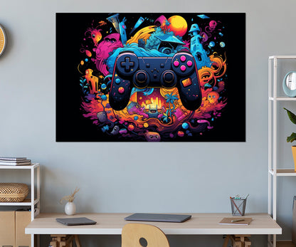 Gaming Wall Art - Abstract Gamepad Canvas Print | Ready to Hang Gamer Gift