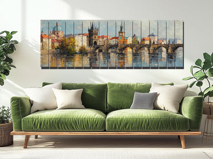 Atlanta Skyline Wood Print – Rustic Wall Art | Beige Cityscape Painting on Distressed Wood