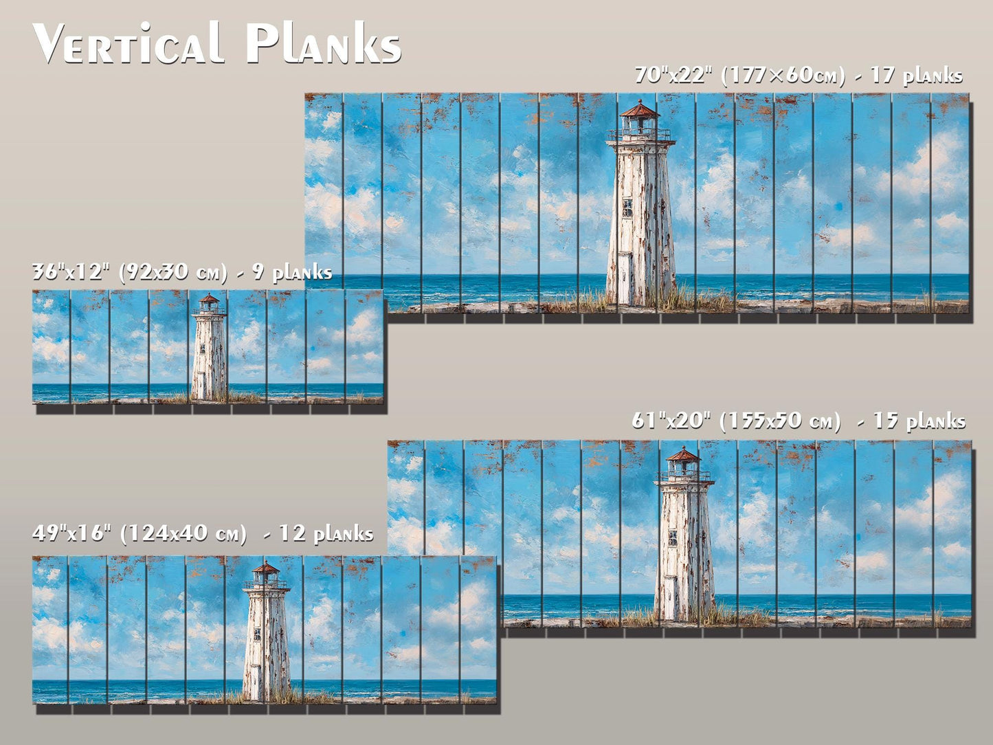 Lighthouse Print Wood – Coastal Wall Art | Rustic Nautical Decor, Serene Seaside Painting
