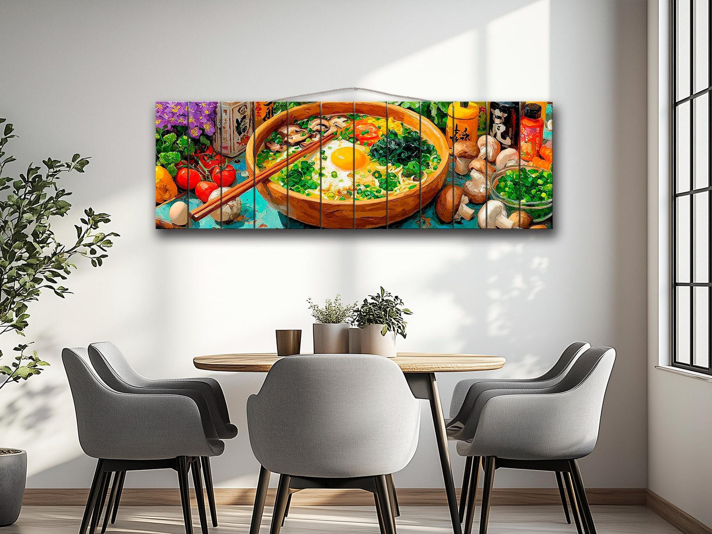 Ramen Wood Wall Art, Japanese Food Print on Wood, Asian Kitchen Decor
