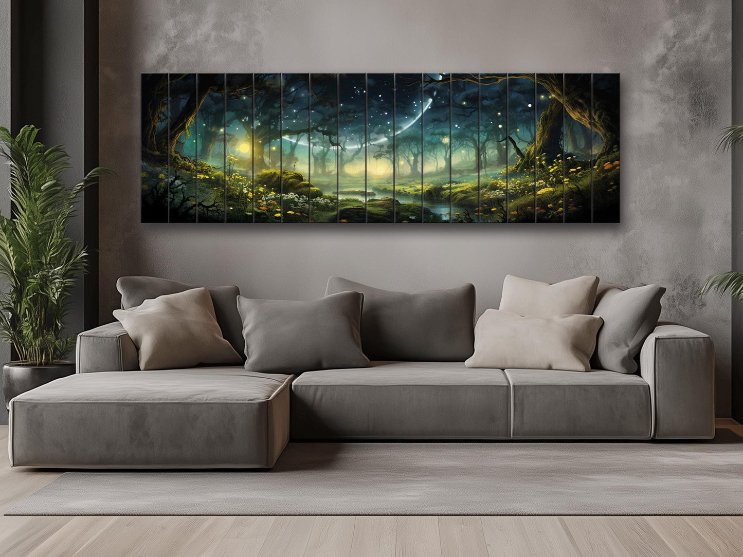Fantasy Forest Print On Natural Wood