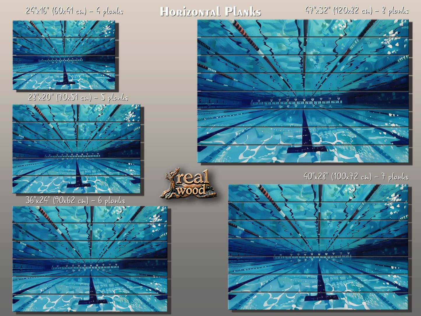 Swimming Pool Print on Natural Wood, Swimming Wall Art, Swimmer Gift, Abstract Swimming Pool Painting, Water Sports Wall Art, Wood Wall Art