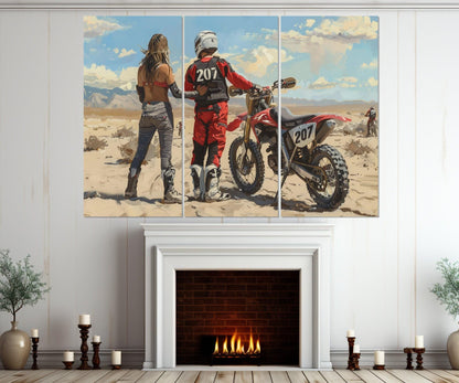 Motocross Canvas Print - Romantic Dirt Bike Wall Art | Framed, Ready to Hang