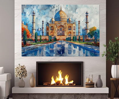 Taj Mahal Canvas Print - Abstract Indian Wall Art | Large Framed Cotton Canvas