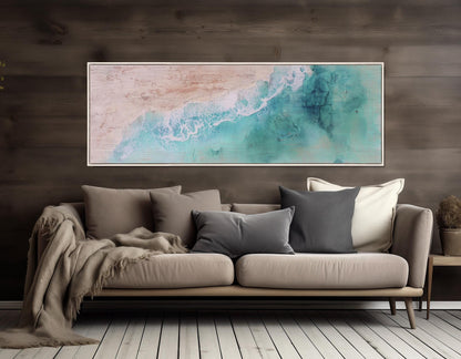 Beach Canvas Print – Soft Tones Rolling Waves Art | Framed & Ready to Hang