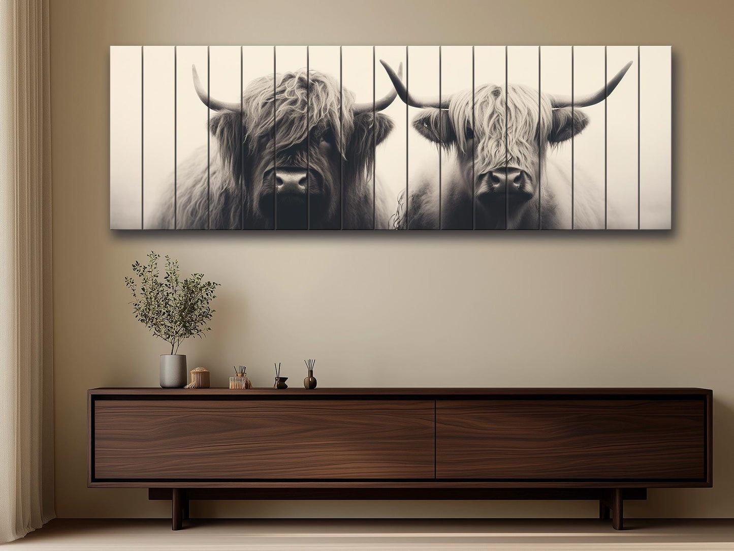 Highland Cows Wall Art – Handcrafted Wood Wall Decor | Rustic Farmhouse Print