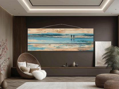 Paddleboard Wall Art – Nautical Coastal Wood Print with Ocean Paddleboard Art