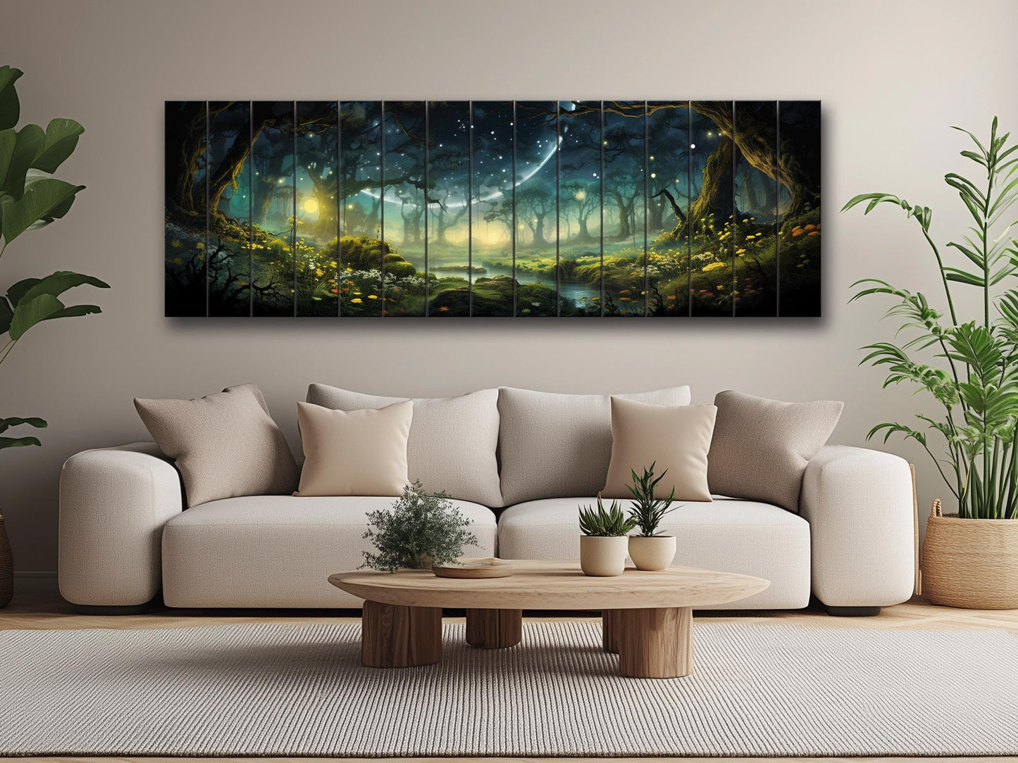 Fantasy Forest Print On Natural Wood