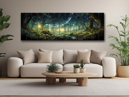 Fantasy Forest Print On Natural Wood
