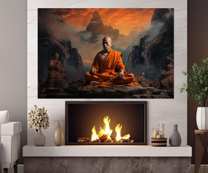 Buddhist Monk Canvas – Meditation Wall Art | Shaolin Wall Art Framed Print