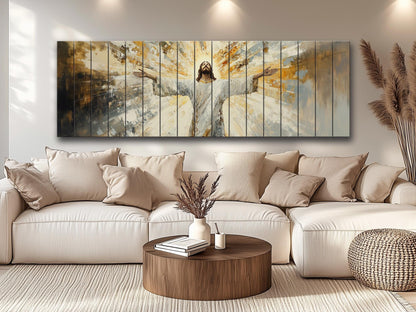 Jesus Christ Print | Rustic Wall Art on Natural Wood Planks - Christian Gift Idea