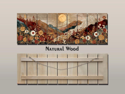 Wildflower Wood Art – Rustic Wall Decor | Botanical Landscape Print on Wood