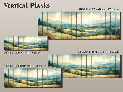 Rustic Wood Wall Art - Panoramic Natural Wood Print | Green Meadow Wooden Wall Decor