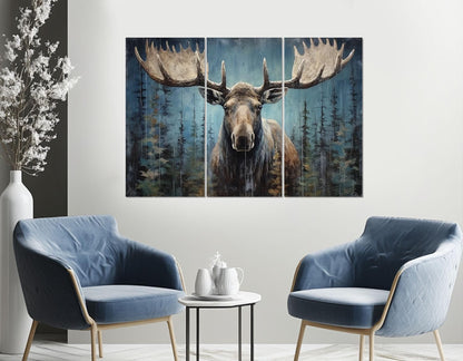 Rustic Moose Canvas Print – Framed Canvas Print | Ready to Hang Moose Wall Art