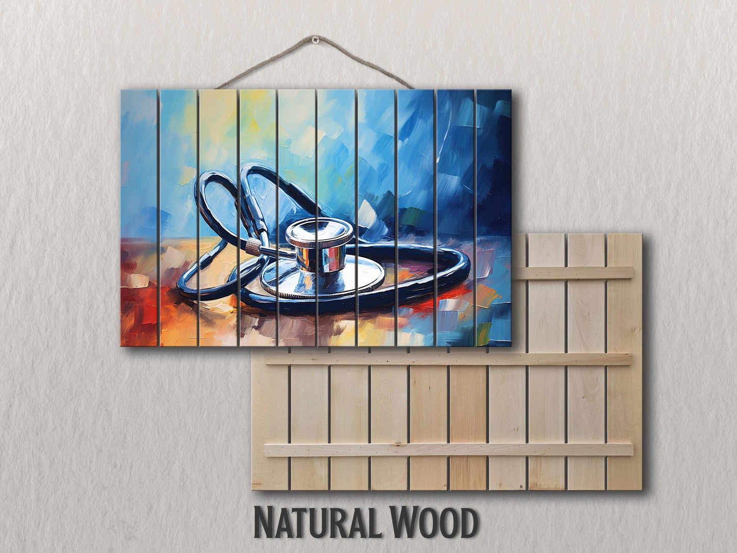 Stethoscope Wall Art – Wooden Medical Decor | Modern Hospital Wall Decoration