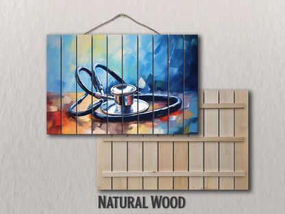 Stethoscope Wall Art – Wooden Medical Decor | Modern Hospital Wall Decoration