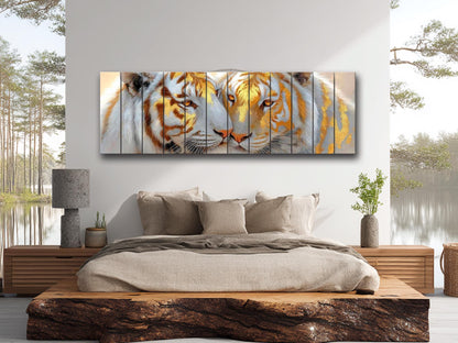 Tiger Couple Print on Wood, Majestic Wildlife Painting, Romantic Animal Wall Decor