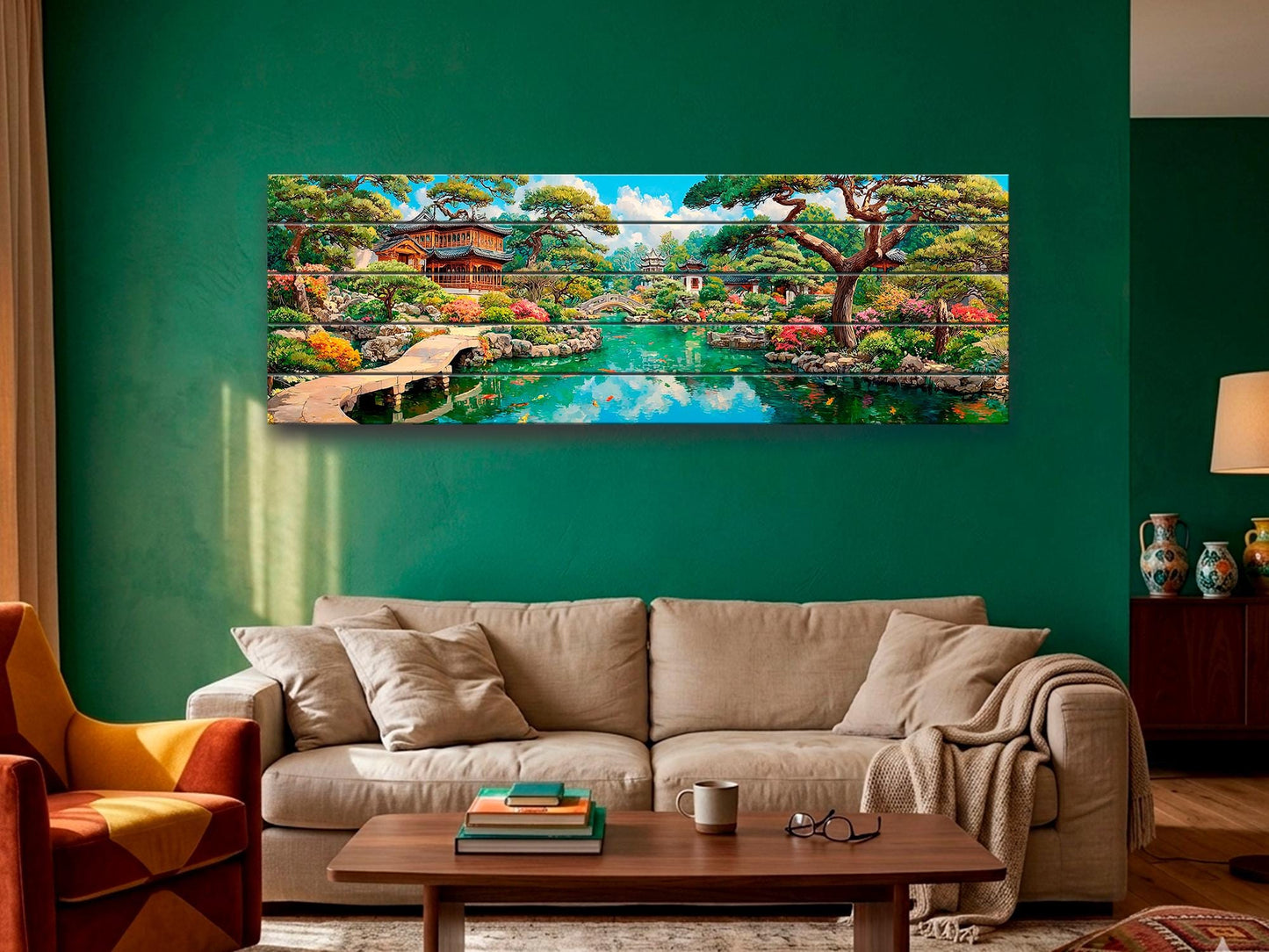 Chinese Garden Wood Wall Art, Yuyuan Pagoda Print on Real Wood