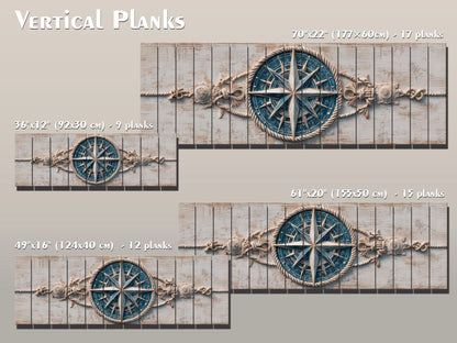 Compass Rose Wood Print – Nautical Wall Art | Rustic Coastal Decor with Anchor & Rope