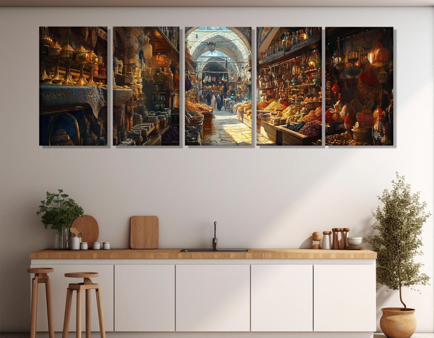 Grand Bazaar Istanbul Painting – Framed Canvas Print | Oriental Wall Art, Vibrant Market Scene
