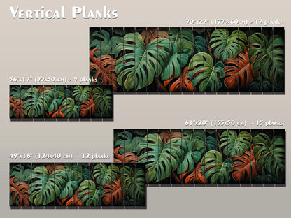 Wood Wall Art – Large Floral Wood Print with Philodendron Leaf Art | Rustic Farmhouse Decor
