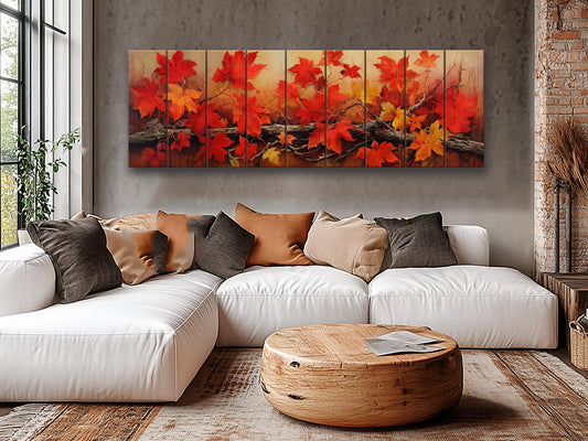 Wood Wall Art - Large Natural Wood Print Featuring Autumn Tree Branch Floral Design