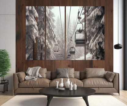 Ski Lift Canvas Print - Scenic Winter Wall Art | Framed Cotton Canvas Ready to Hang