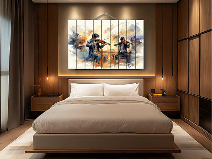 Violinist Wall Art – Abstract Violin Painting on Natural Wood Plank Art, Unique Rustic Music Decor