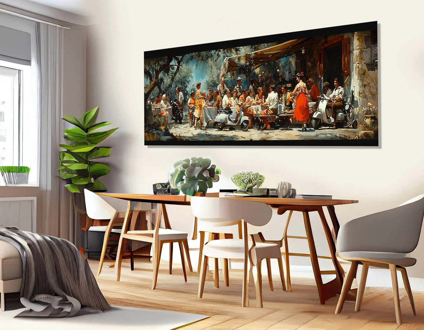 Vespa Club Canvas - Birthday Party Abstract Canvas Print | Framed, Ready to Hang
