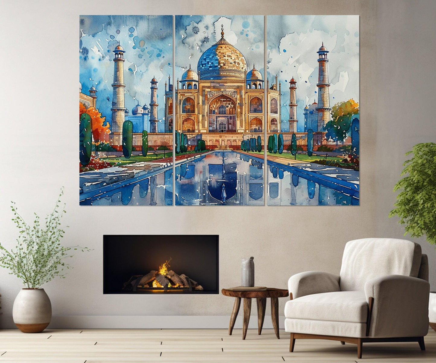 Taj Mahal Canvas Print - Abstract Indian Wall Art | Large Framed Cotton Canvas